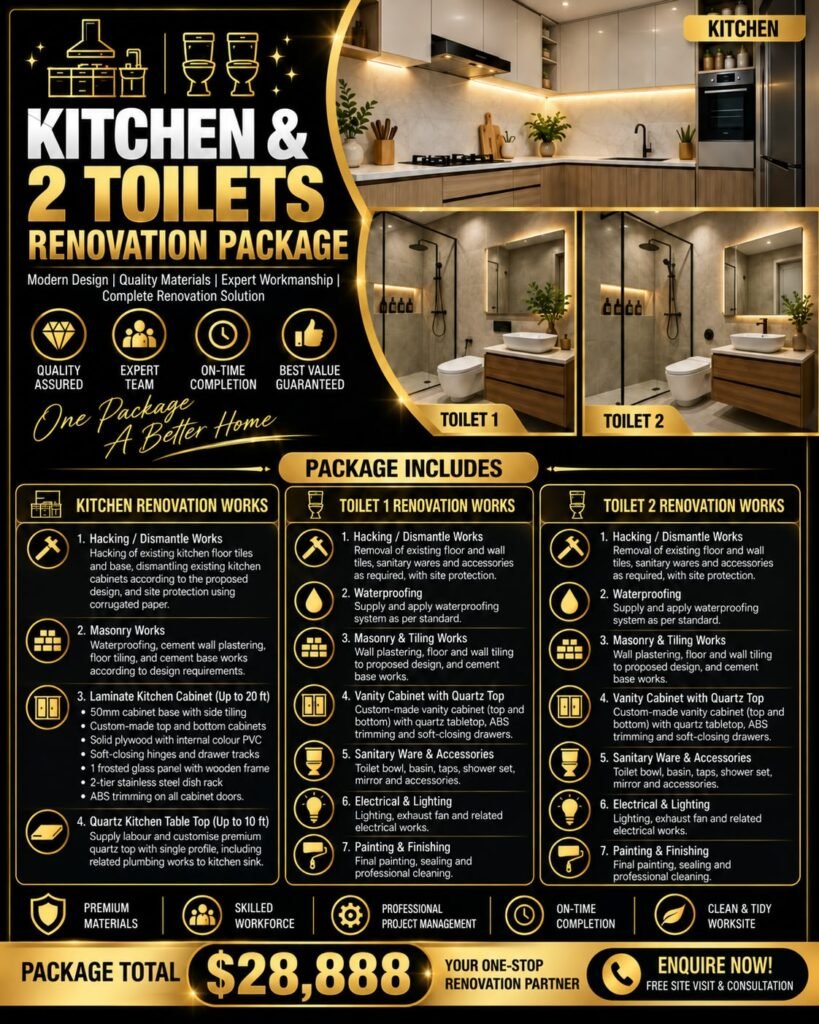 Kitchen & 2 Bathroom Essential Package